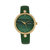 Bertha Frances Marble Dial Leather-Band Watch - Green