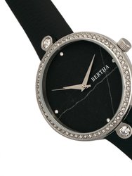 Bertha Frances Marble Dial Leather-Band Watch