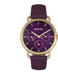 Bertha Gwen Ladies Watch w/Day/Date - Purple