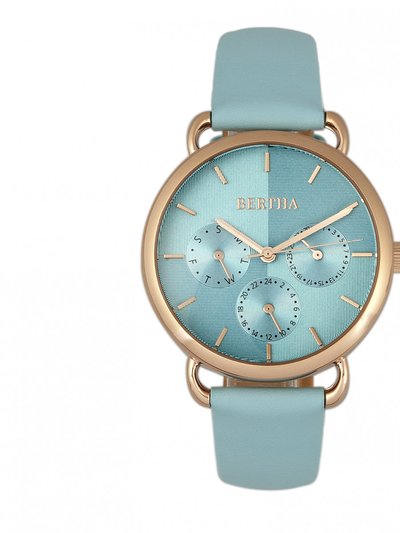 Bertha Watches Bertha Gwen Leather-Band Watch w/Day/Date - Seafoam product