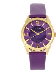 Bertha Ida Mother-of-Pearl Leather-Band Watch - Purple