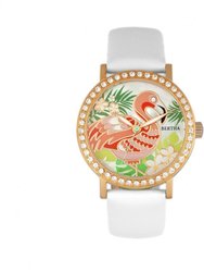 Bertha Luna Mother-Of-Pearl Leather-Band Watch - White