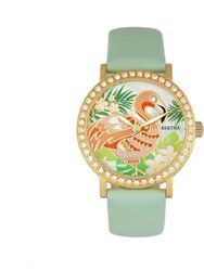 Bertha Luna Mother-Of-Pearl Leather-Band Watch - Mint