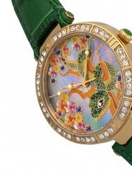 Bertha Mia Mother-Of-Pearl Leather-Band Watch - Green