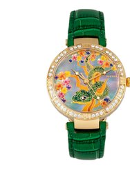 Bertha Mia Mother-Of-Pearl Leather-Band Watch - Green