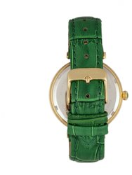 Bertha Mia Mother-Of-Pearl Leather-Band Watch - Green