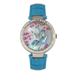 Bertha Mia Mother-Of-Pearl Leather-Band Watch - Blue