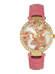 Bertha Mia Mother-Of-Pearl Leather-Band Watch - Pink