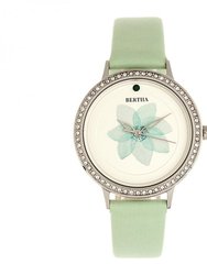 Delilah Leather-Band Watch - Silver/Mint