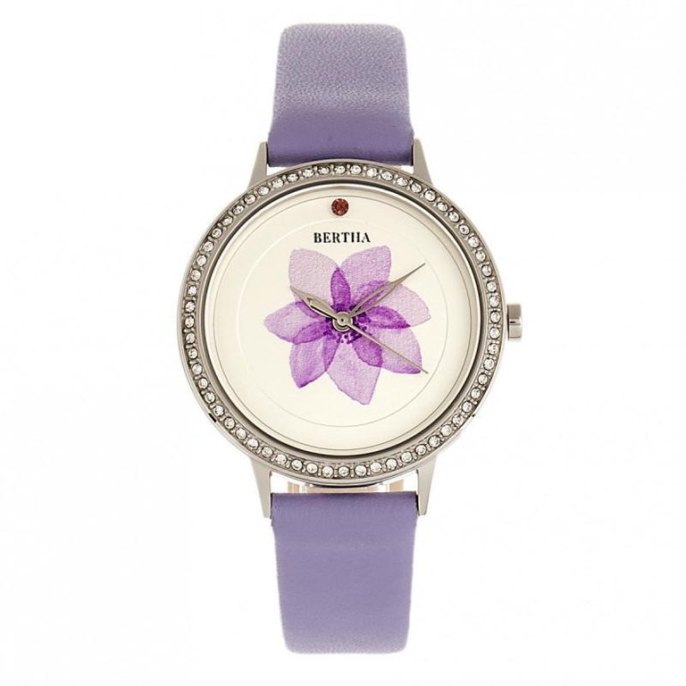 Delilah Leather-Band Watch - Silver/Lavender