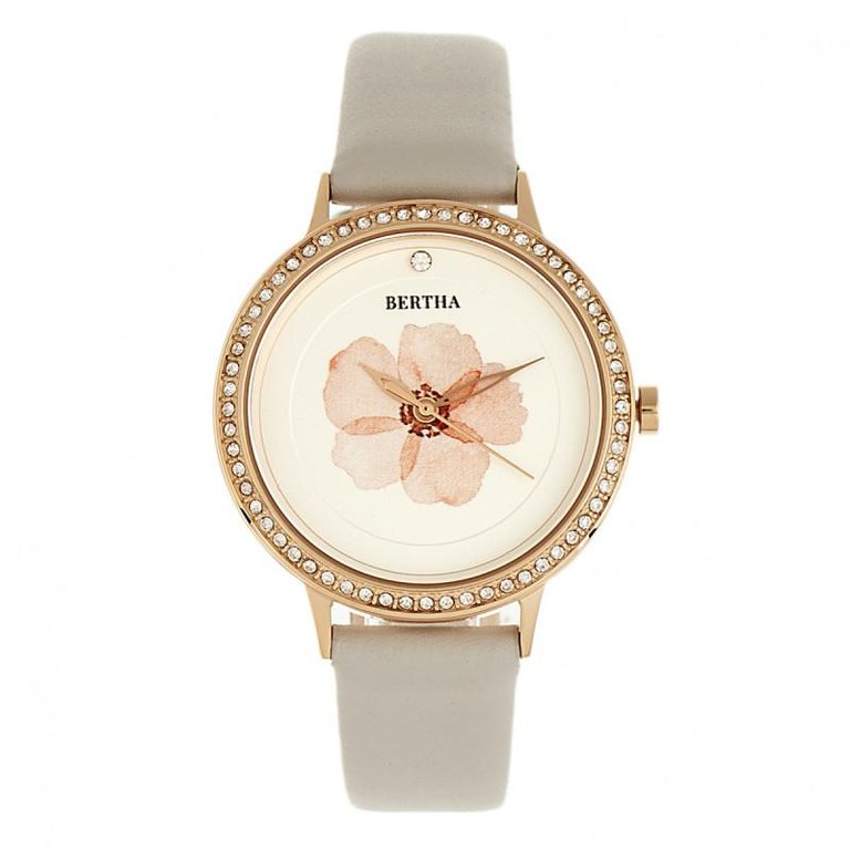 Delilah Leather-Band Watch - Rose Gold/Grey