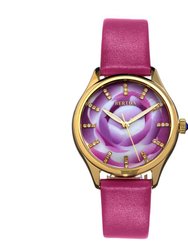 Georgiana Mother Of Pearl Leather-Band Watch - Gold/Pink