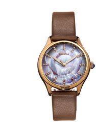 Georgiana Mother Of Pearl Leather-Band Watch - Rose Gold/Beige