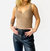 Sweetheart Stretch Rib Crop Tank In Taupe