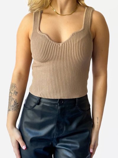 BETTER BE Sweetheart Stretch Rib Crop Tank In Taupe product