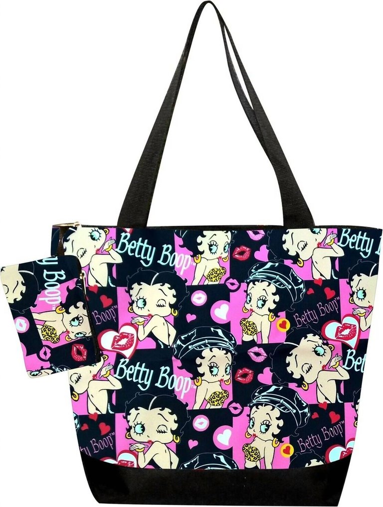 Women's Diaper Tote Bag In Black/Pink Multi - Black/Pink Multi