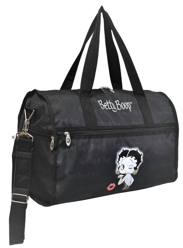 Women's Duffel Bag In Black With Graphic Print - Black With Graphic Print