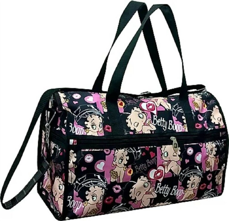 Women's Duffel Bag In Black With Hearts - Black With Hearts