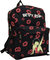 Women's Microfiber Large Backpack In Black With Leg Up & Lips - Black With Leg Up & Lips