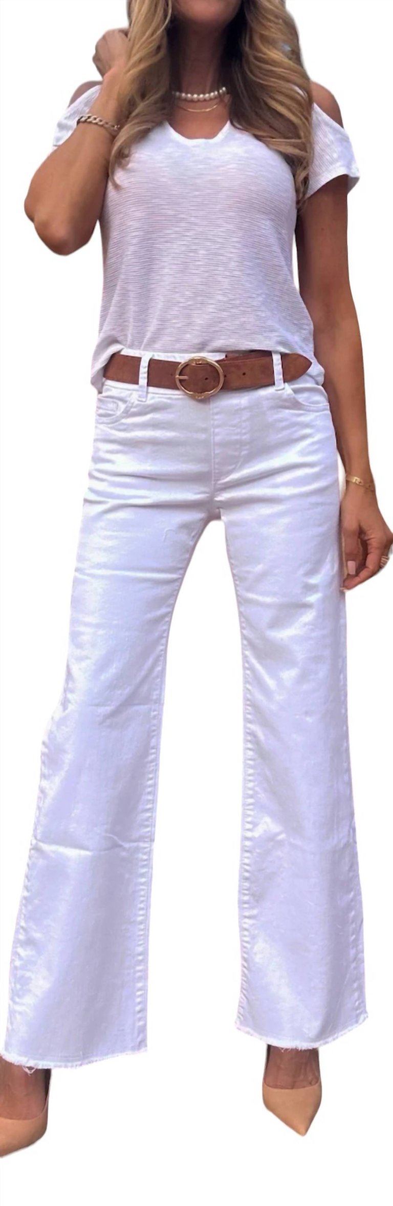 Amanda Pants In White Denim - White Denim