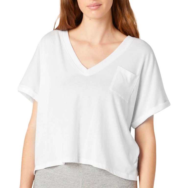 Deep V Pocket Tee - White