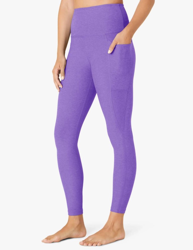 Spacedye Out Of Pocket High Waisted Midi Legging In Bright Amethyst - Bright Amethyst