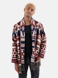 Men's Dharamkot Cardigan - Red / White / Blue