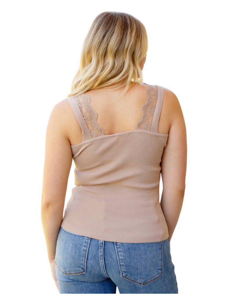 I Can Love You Better Lace Tank Top In Taupe