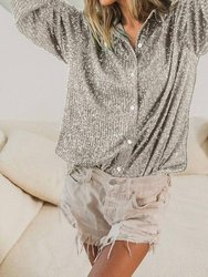 Sequin Oversized Shirt - Champagne