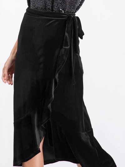 BiBi Velvet Ruffled Wrap Midi Skirt In Black product