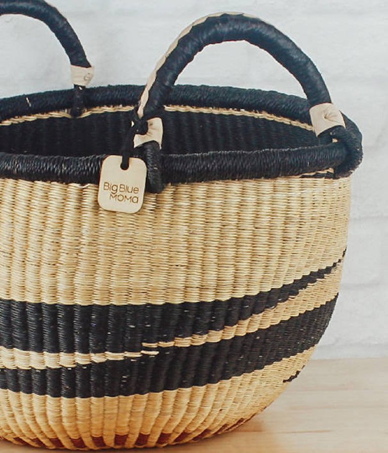 Bolga Baskets - Large Round Two Handle Natural Palette