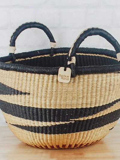 Big Blue Moma Bolga Baskets - Large Round Two Handle Natural Palette product