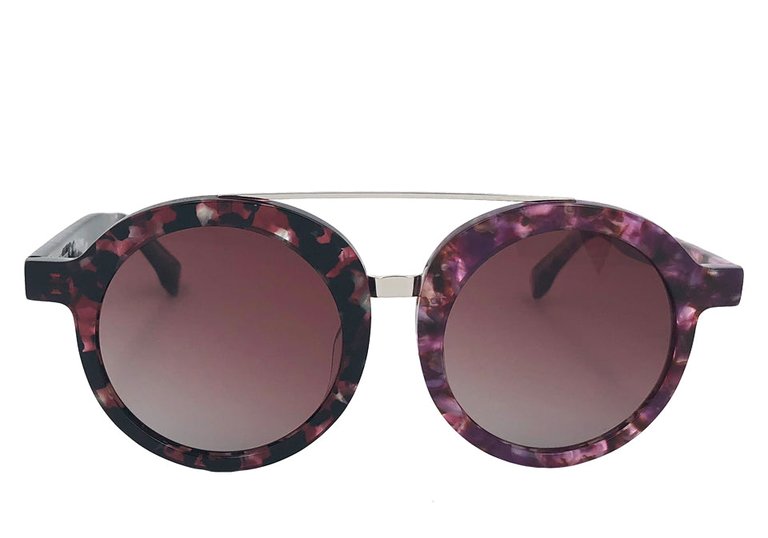 Saionij + S Sunglasses - BE248 - 2 Tones Acetates On Left And Right Respectively (Dark Purple Tortoise And Light Purple Marble)