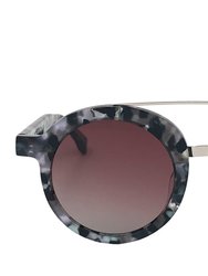 Saionij + S Sunglasses - BE248 - 2 Tones Acetates On Left And Right Respectively (Black Tortoise And Brown Marble)