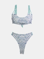 Magnetic Island Bikini in Animale Glitterati Reversible - Aquamarine