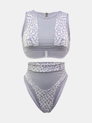Whitehaven High Waisted Bikini in Animale Reversible - Grey