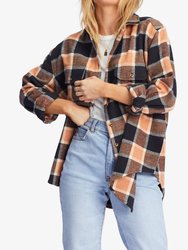 So Stoked Button-Down Flannel Shirt - Tan
