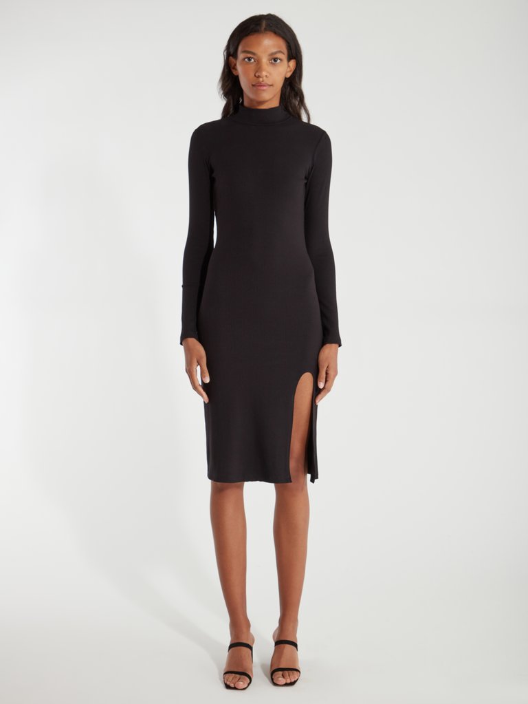 Estelle Turtleneck Midi Dress - Black