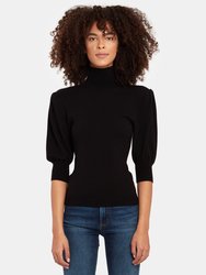 Lindsey Blouson Sleeve Turtleneck Sweater - Black