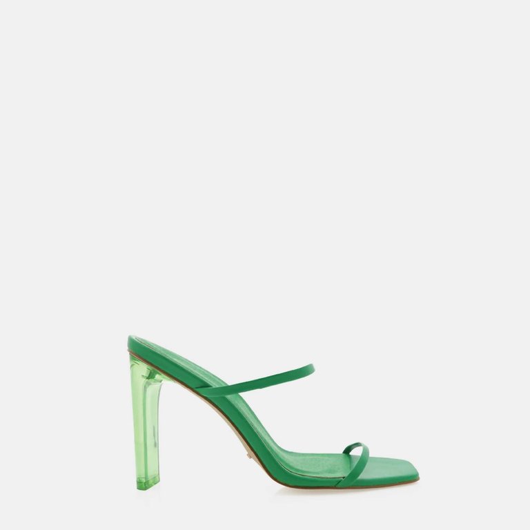 Yasara Block Heeled Mule In Green - Green