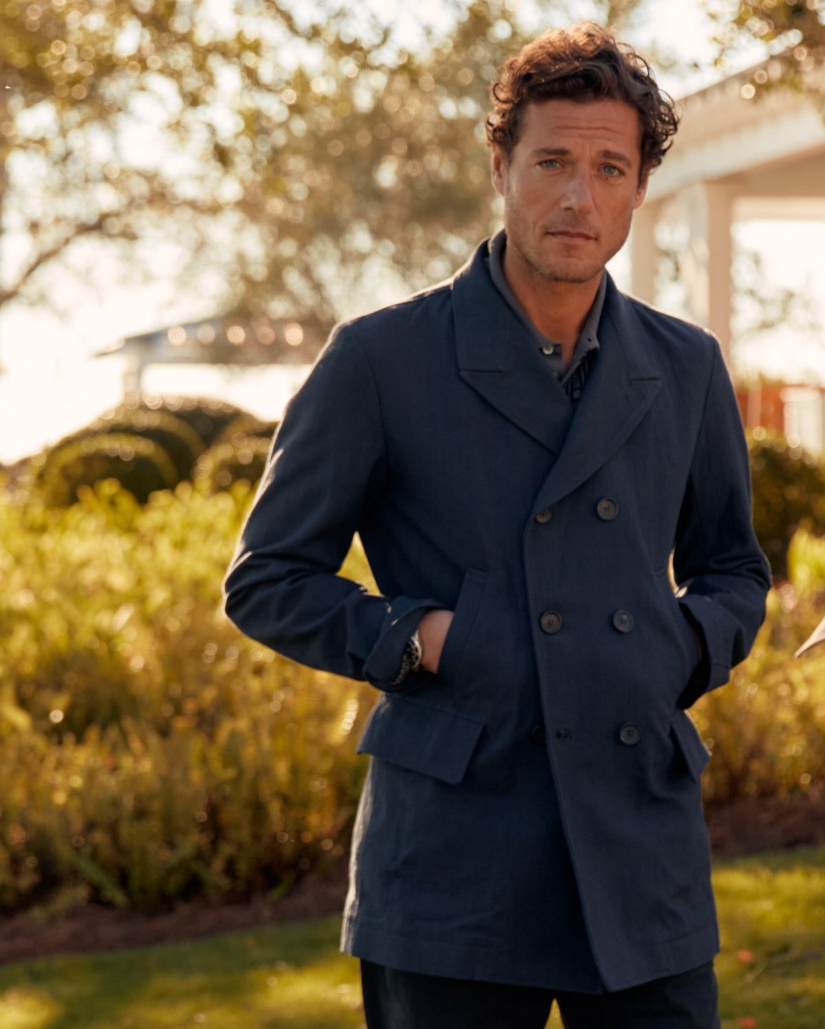 Billy Reid Canvas Bond Peacoat Navy