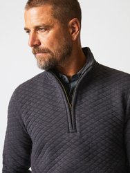 Diamond Quilt Half Zip Sweater - Black