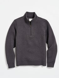 Diamond Quilt Half Zip Sweater - Black