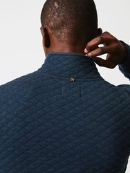 Diamond Quilt Half Zip Sweater - Carbon Blue