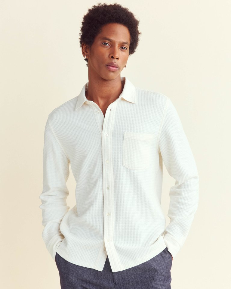 Long-Sleeve Grid Knit Tuscumbia Shirt - Tinted White