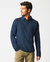 Long Sleeve Herringbone Polo - Navy