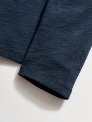 Long Sleeve Organic Cotton Henley - Carbon Blue