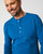 Long Sleeve Organic Cotton Henley - Dark Blue