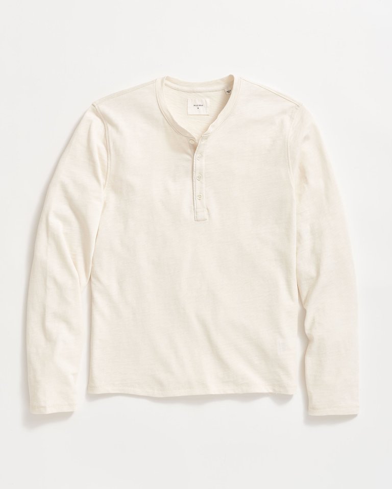 Long Sleeve Organic Cotton Henley - Tinted White - Tinted White