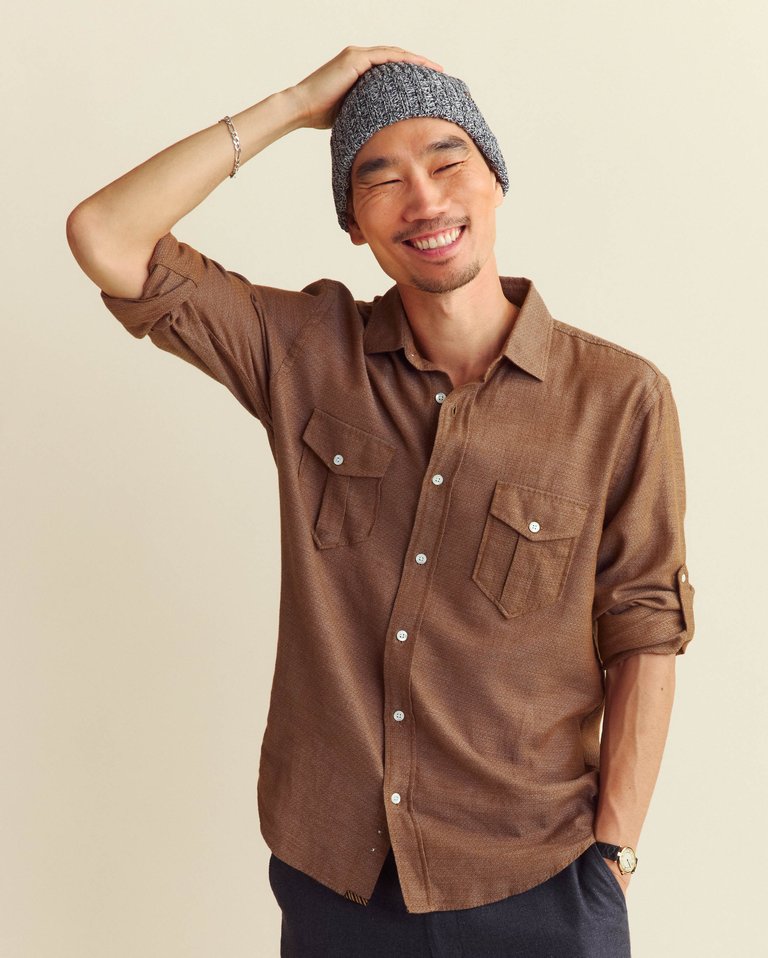 Melange Diamond Weave Scout Shirt - Billy's Brown